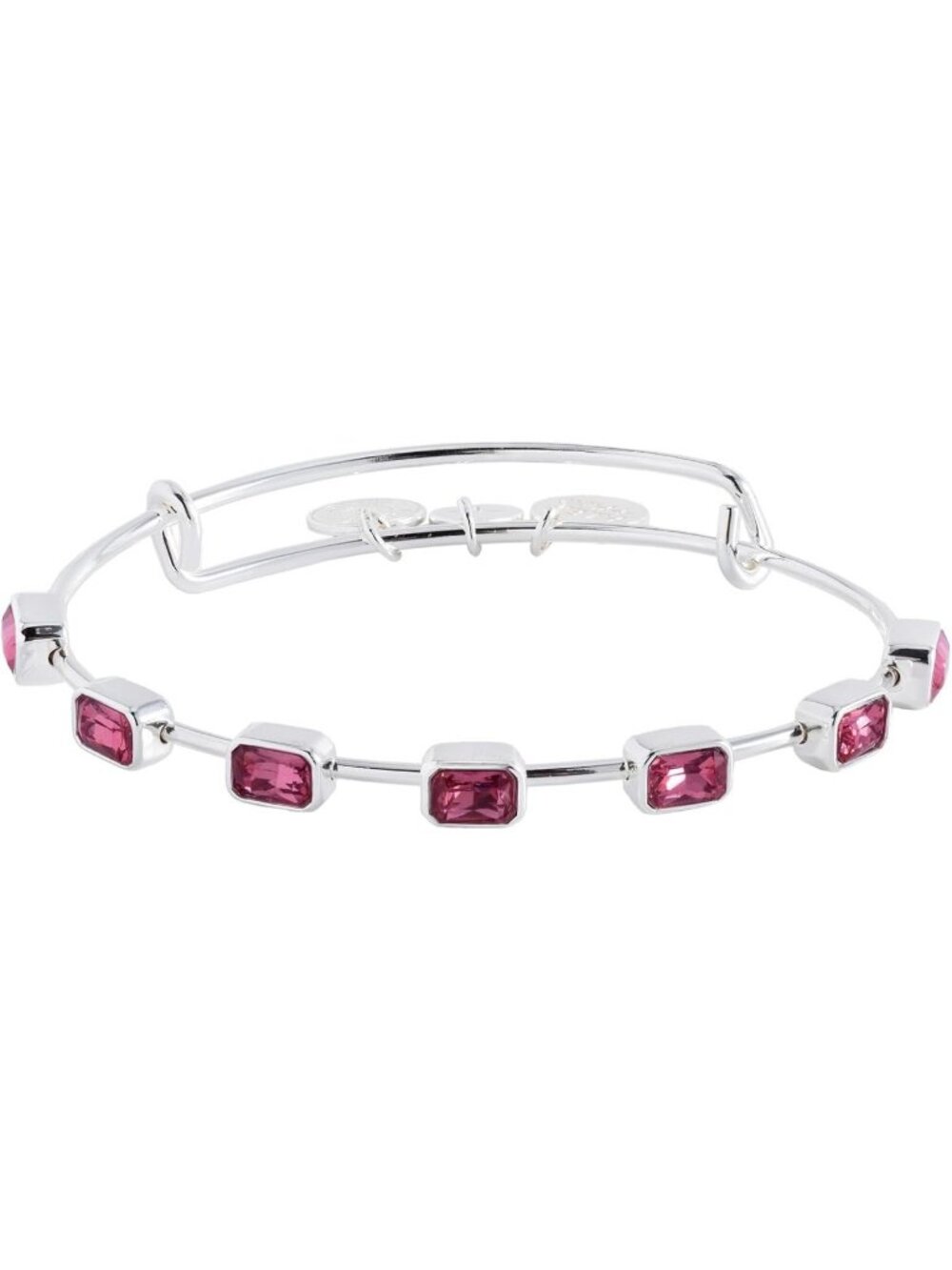 October Birthstone Bangle Shiny Silver Birthstone Emerald Cut Bangle Bracelet